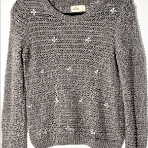 Hollister silver gray metallic sweater, crystals